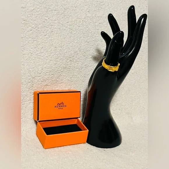 HERMES Gold Plated Belt Buckle Scarf Ring - Vintage - Picture 6 of 14